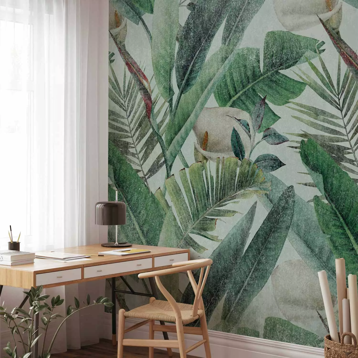 Carta da parati design Angolo verde composizione astratta con