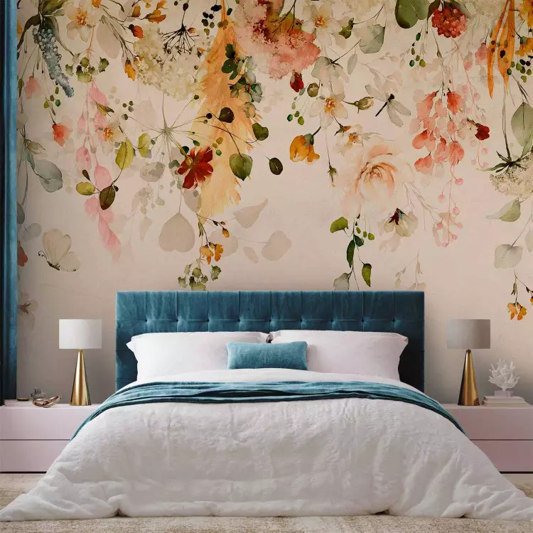 Fiori autunnali - motivo di colorati fiori appesi in tonalità gialla