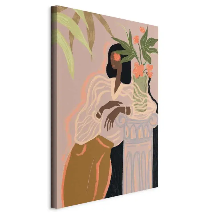 Attesa - Figura femminile e fiori rosa