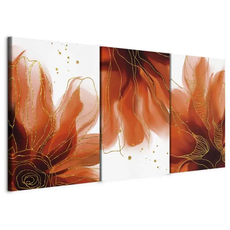Tre fiori fiammeggianti (3 parti) - astrazione con motivo floreale