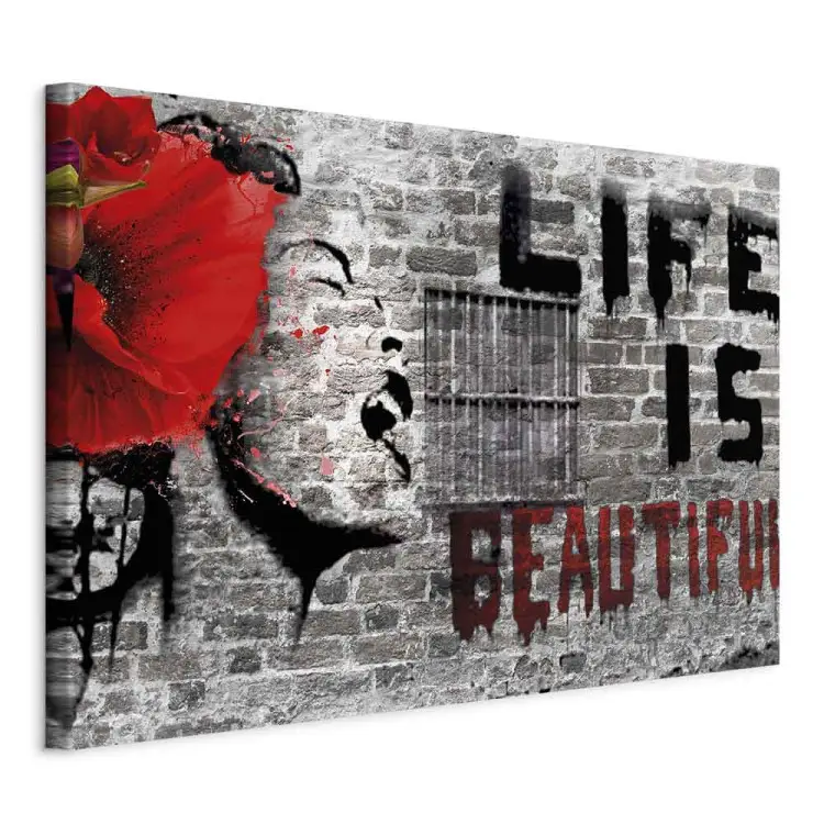 Murale di Banksy con la scritta Life is Beautiful largo