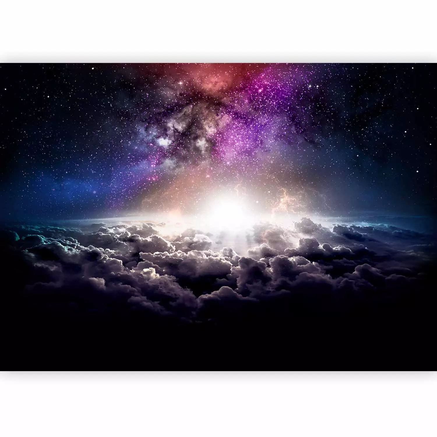 Carta da parati moderna Galassia motivo fantasy scuro con spazio e luccichio di stelle Fantasy bimago