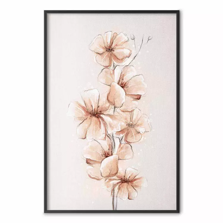Fiori acquerellati - delicato ramo boho in caldi colori seppia