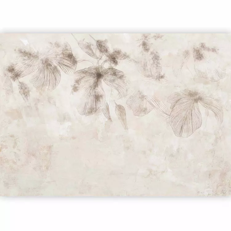 Fiori effimeri - vegetazione lineare su uno sfondo beige