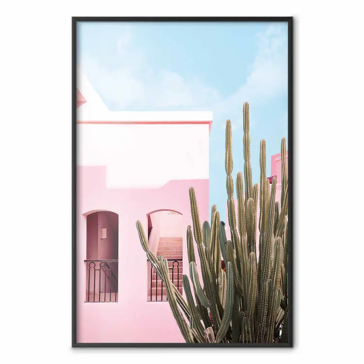 Miami cactus - casa di vacanza rosa contro il cielo blu e la luce