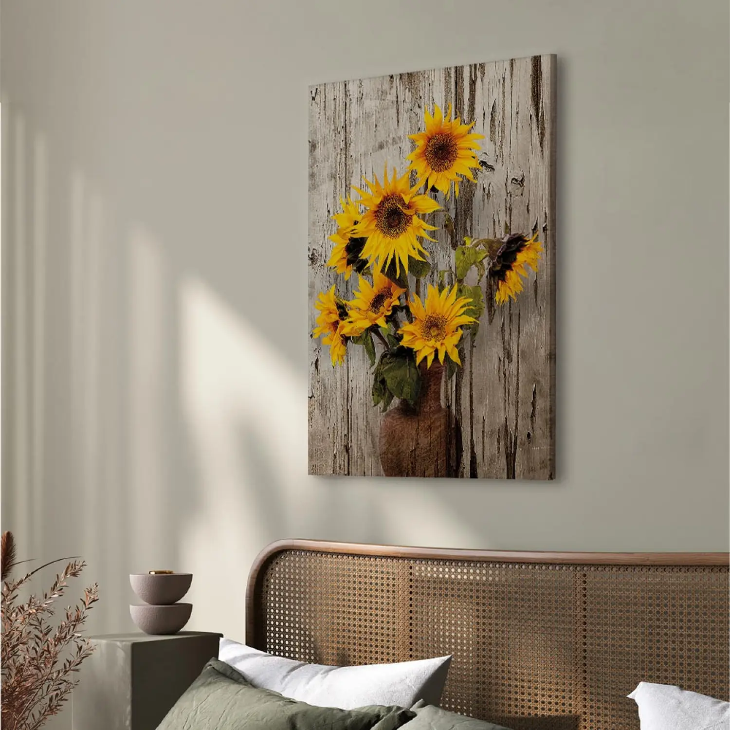 Stampa Su Tela Fiori Gialli 70x140 Cm – Decorazione Murale Verticale Per Soggiorno E Sala Da Pranzo, Senza Cornice