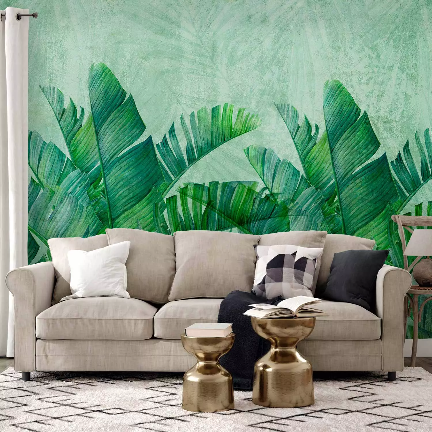 Carta da parati design Colori selvaggi grafica con piante