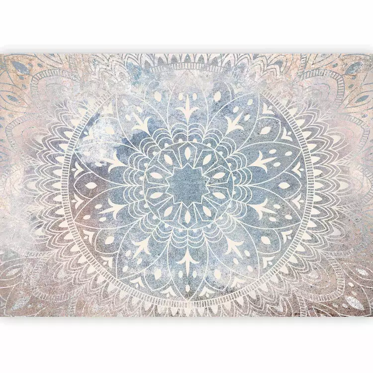 Mandala - ornamento color crema chiaro su sfondo blu