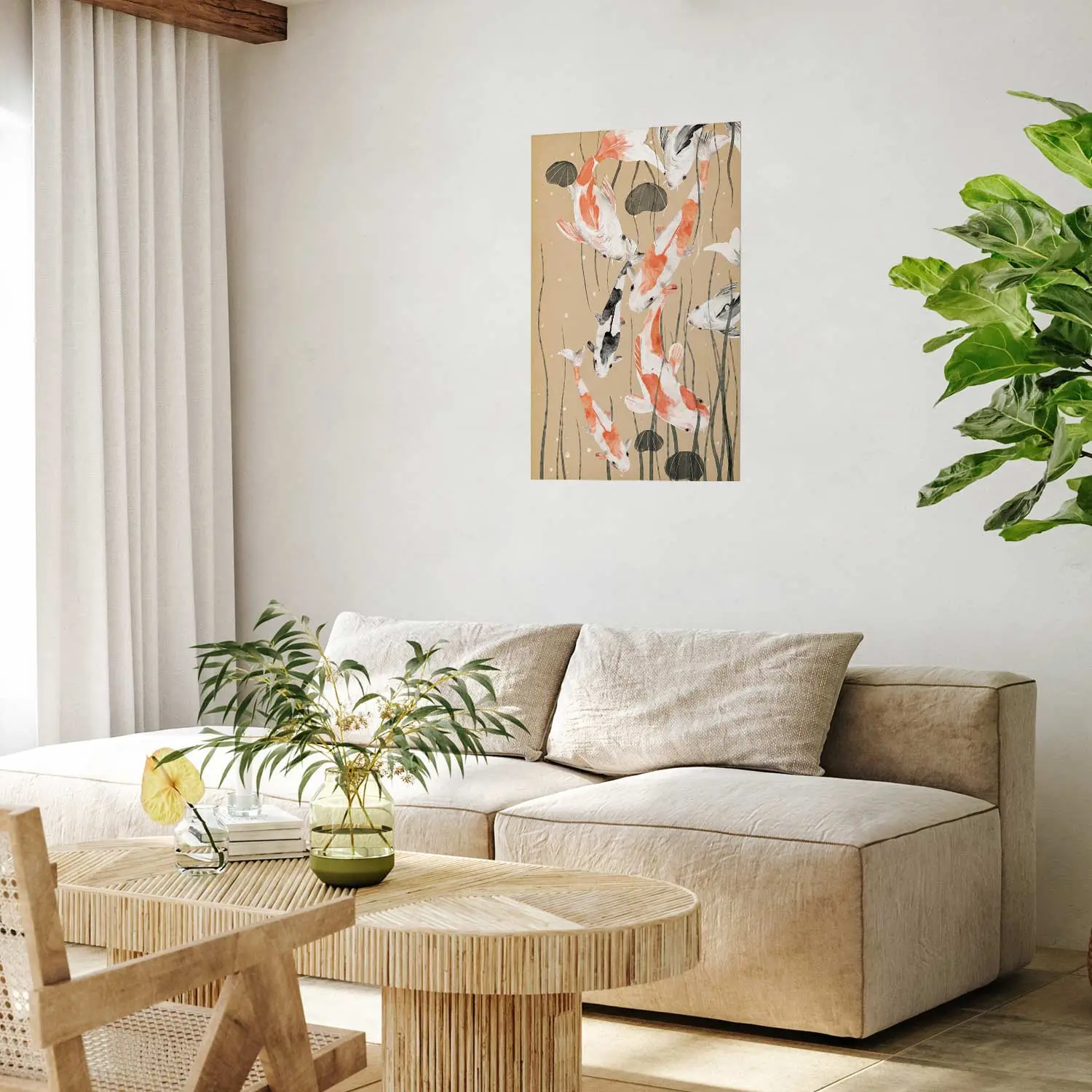 Quadri Vintage 2 Pezzi 40x60 Cm: Stampe Su Tela Giapponese Con Onda E Barche, Decorazione Parete Senza Cornice
