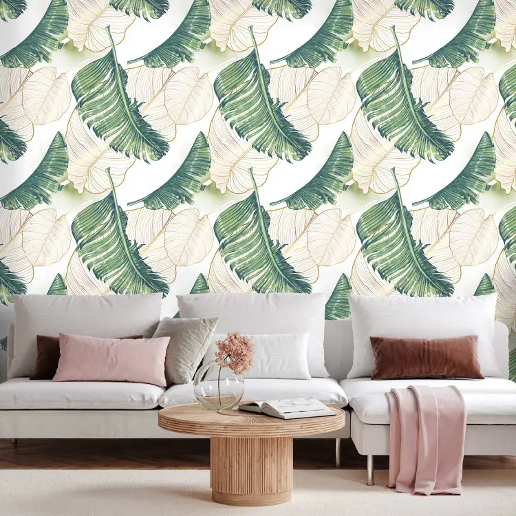 Natura succosa - grandi foglie verdi e delicate beige al vento