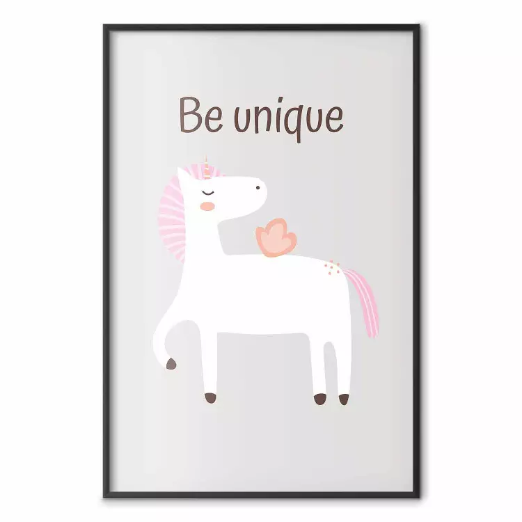 Sii unico - unicorno allegro e slogan motivazionale per bambini