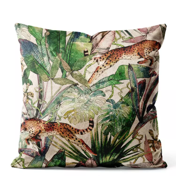 Savana di pergamena - flora tropicale e ghepardi su sfondo beige