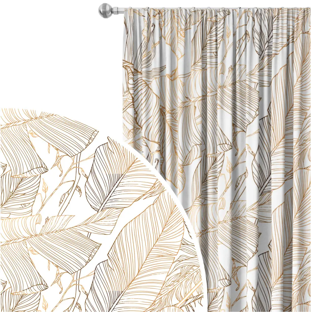 Royale Set Tende In Jacquard Floreale Nero/Oro - 2 Pannelli 137x213 Cm + Mantovana 45 Cm, Con Nappe