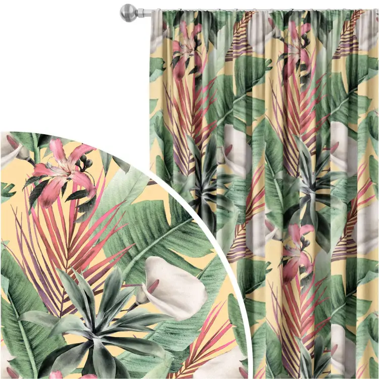 oolygoo - Tende corte per finestre di bagno e cucina, per piccole finestre, motivo: foglie di eucalipto e fiori, rosa/verde salvia, 66 x 91,4 cm