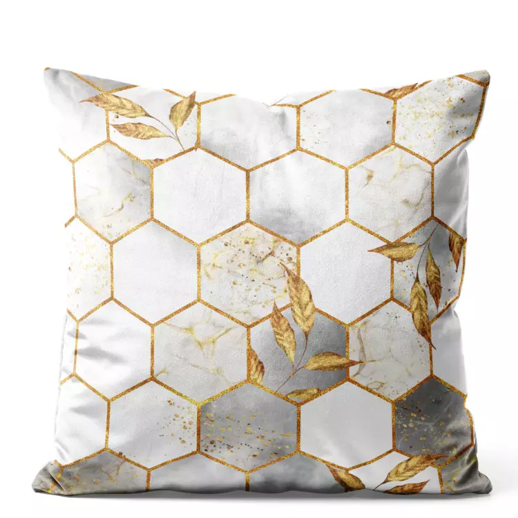 Esagoni e foglie - elegante composizione con figure geometriche