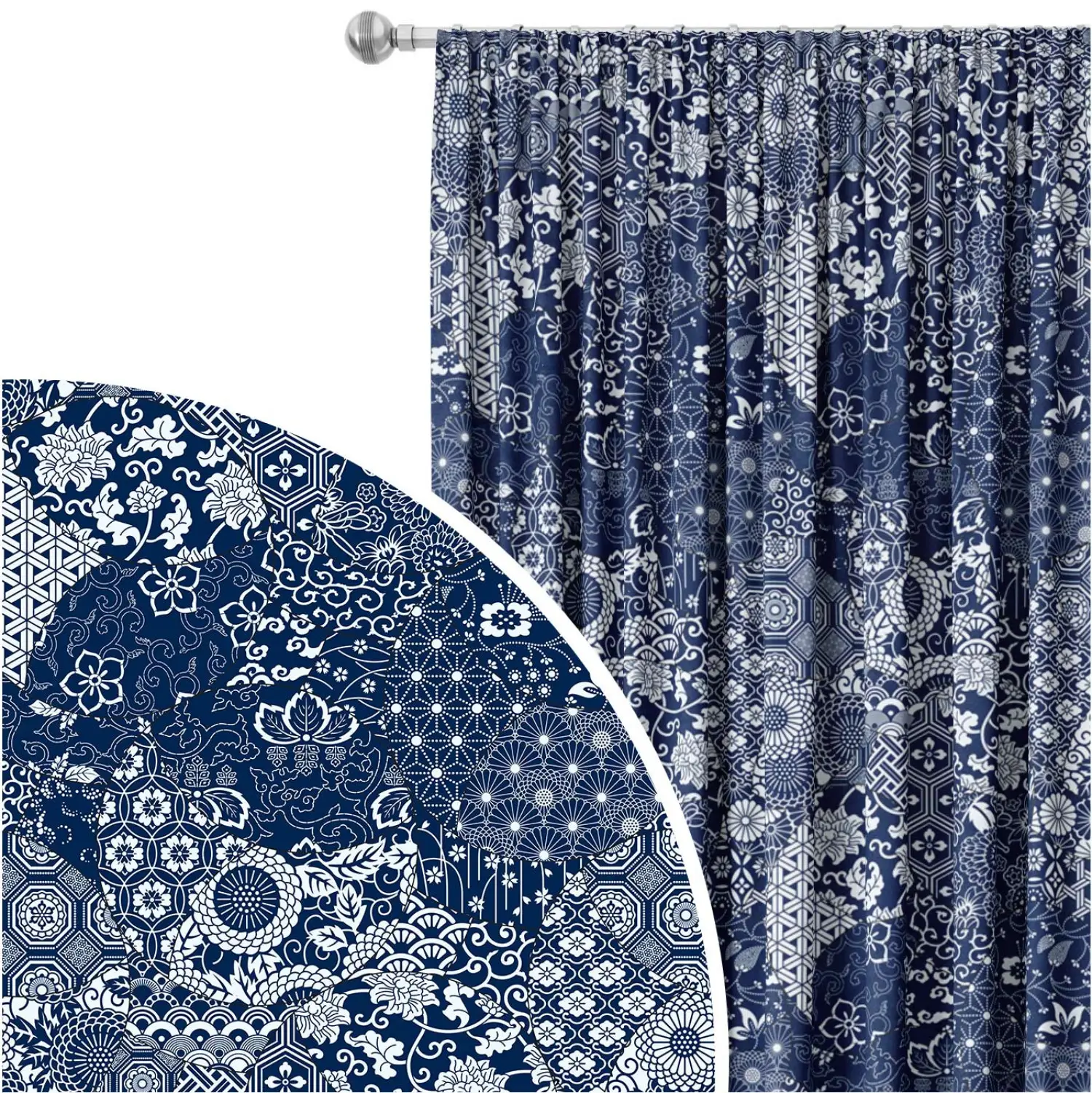 Tenda Bistrò Jacquard Yaland - Bianco Motivo Floreale Con Bordo Curvo - 210x90 Cm - Leggera E Trasparente