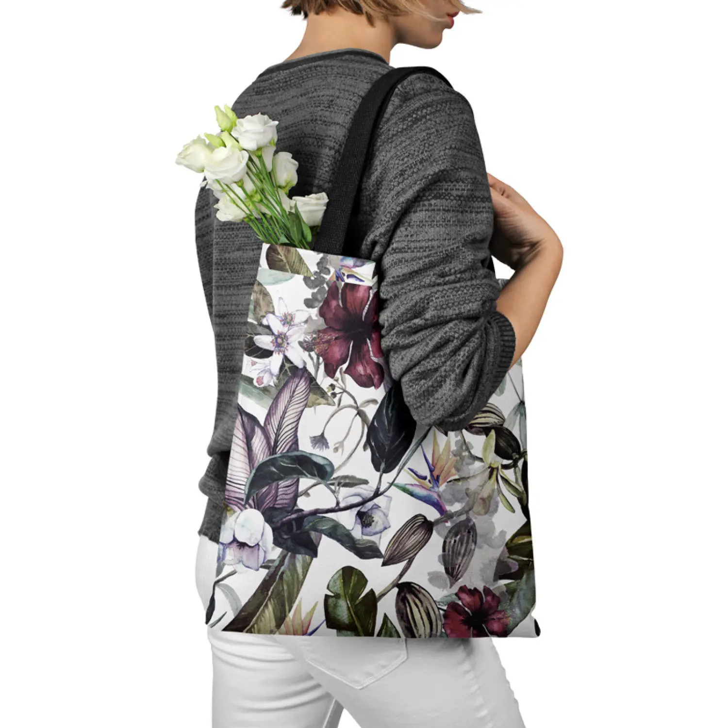 Borsa Per Piante In Tessuto Non Tessuto Con Manici | 50x70 Cm, 140 Litri, Nero/Grigio, Per Verdure E Fiori, Riutilizzabile
