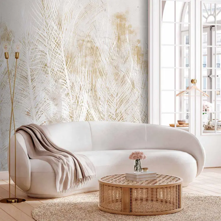 Piume dorate - delicato disegno della natura in stile boho