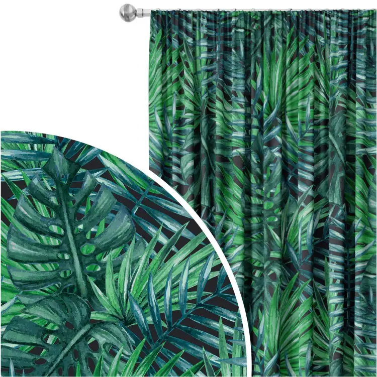Palme e foglie - composizione botanica con monstera nei toni del verde