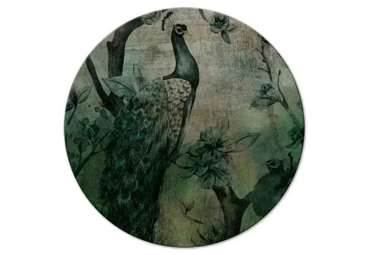 Pavoni ad acquerello - uccelli decorativi su rami fioriti