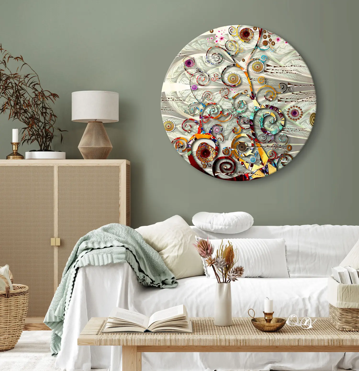 Mandala L'albero Della Va Delle Stelle, Del Sole E Della Luna Vettore