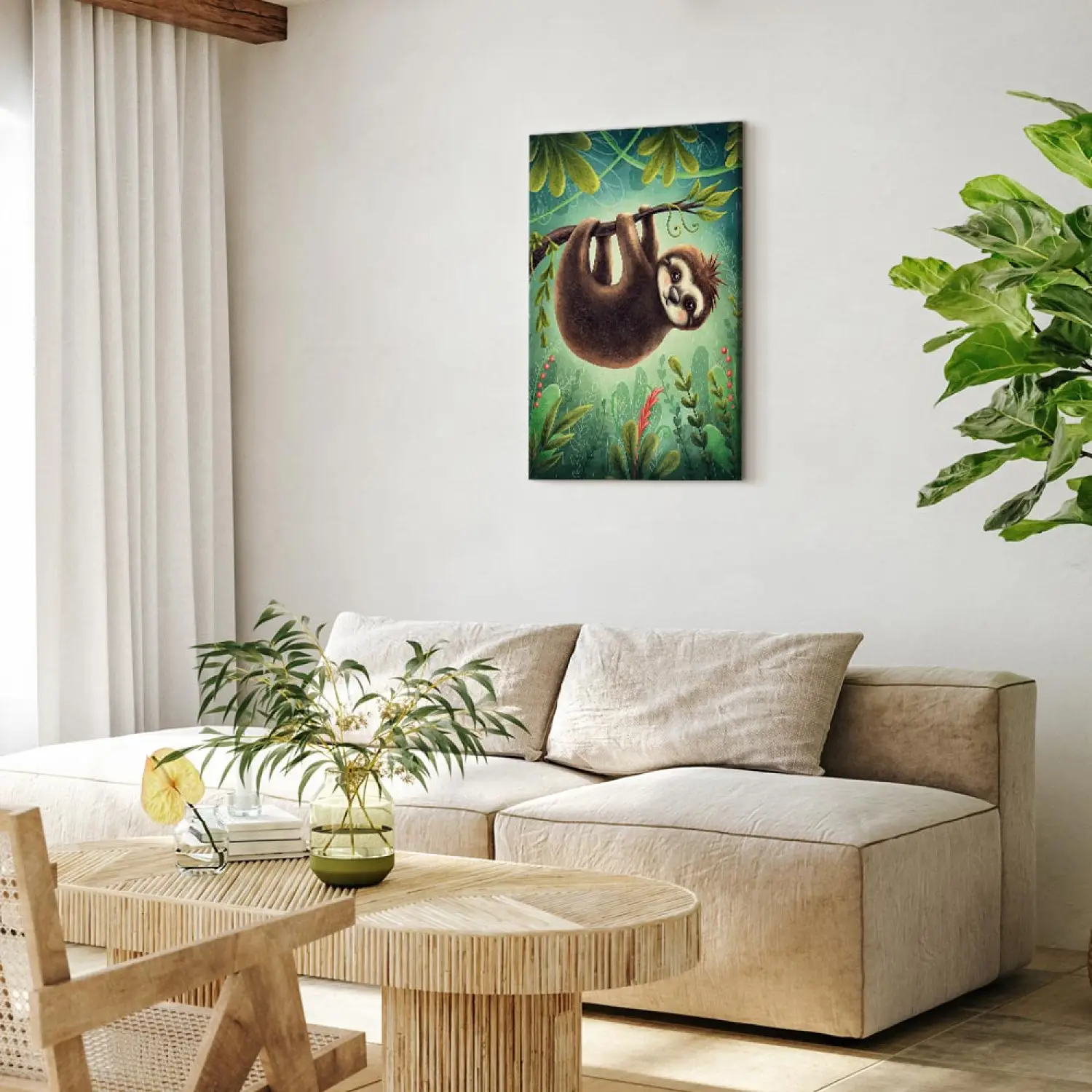Poster Tela Senza Cornice DLKAJFK - Animali Nel Giornale - Leone, Orso, Scimmia - Bianco E Nero Per Bagno