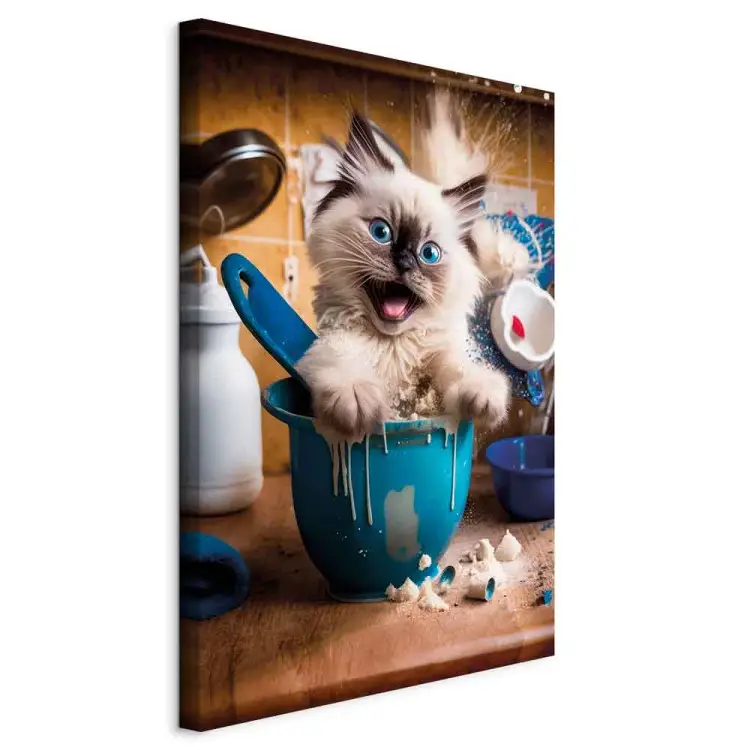 1art1 Gatti Poster Stampa Artistica su Tela Gattino Tigrato Rosso E Bianco Quadro da Parete sulla Barella | Murale XXL | Immagine 30x20 cm