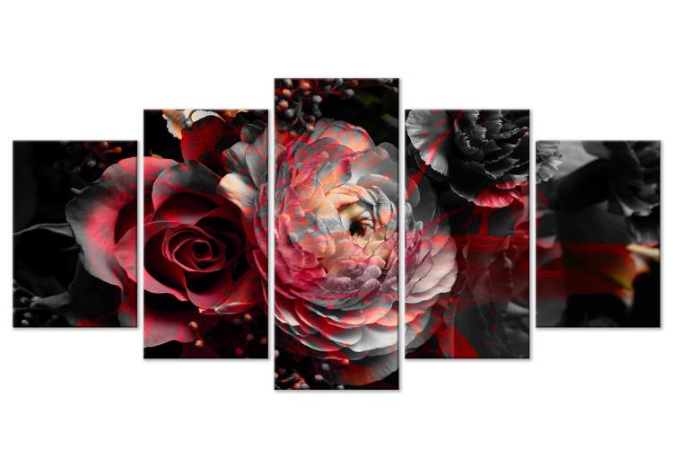Quadri Moderni stile KANDINSKY Rosso Rosa 4 pezzi