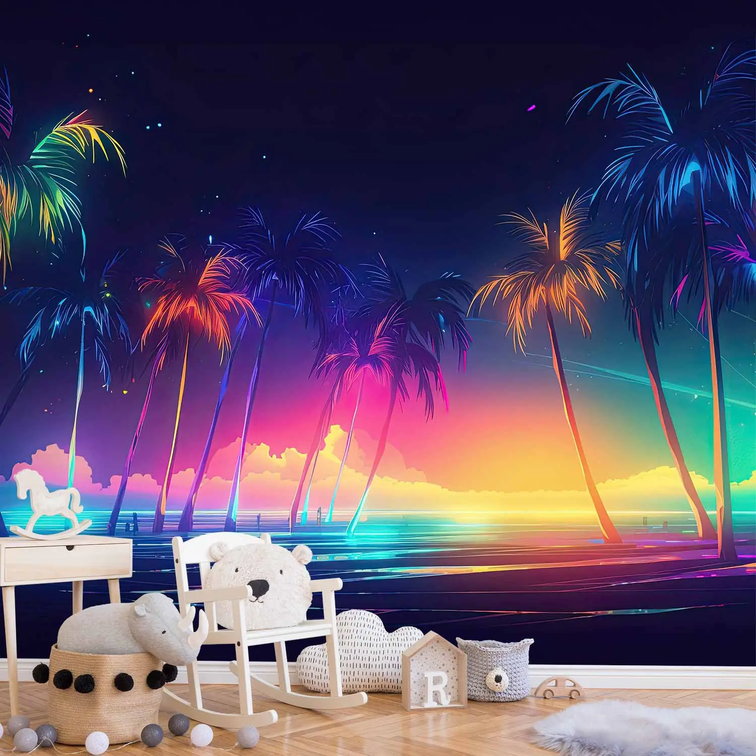 Decorativi Stampa da Parete 60x60cm Poster da Parete Spiaggia Tropicale Palma Cucina Decorazione Murale Wall Art Cornice Rovere Chiaro Quadri Moderni Soggiorno Camera da Letto - P2NAC60x60-5920