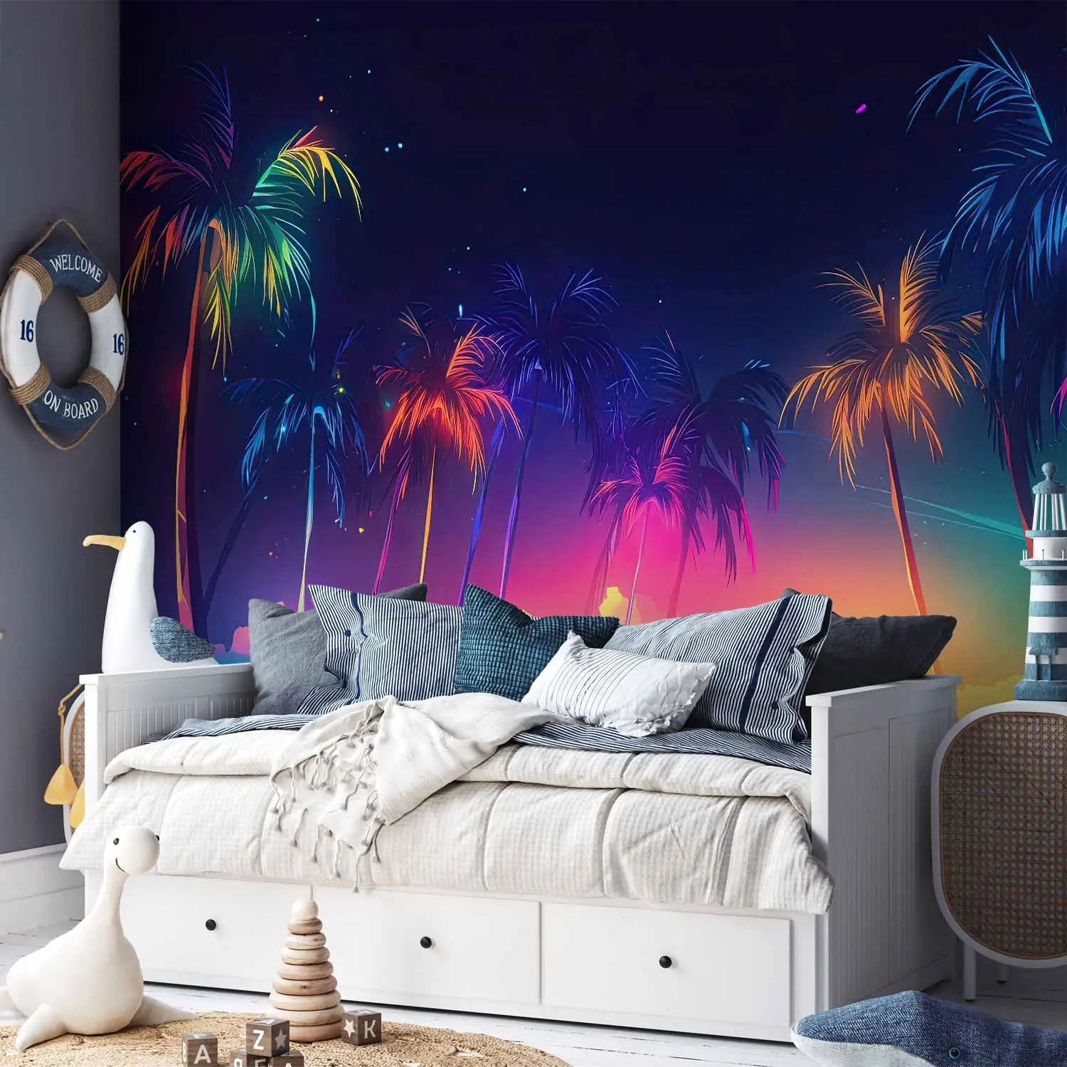 Stampa artistica da parete per camera da letto, palme tropicali, oceano, paesaggio naturale, tema paesaggio marino, per soggiorno, ufficio, cucina, casa, decorazione da parete, pronta da appendere