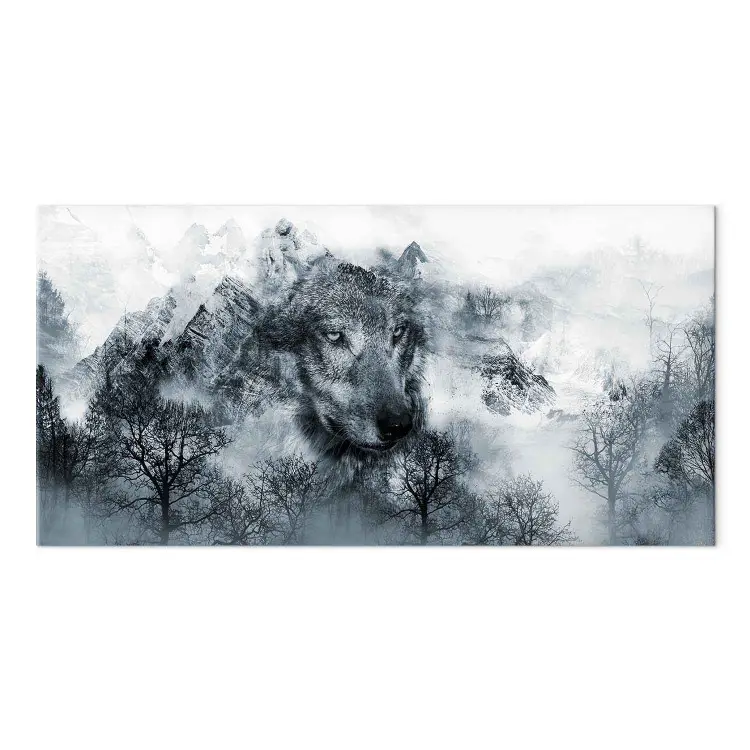 quadro-moderni-xxl-paesaggio-montano-con-lupo-ii-silhouette-animale