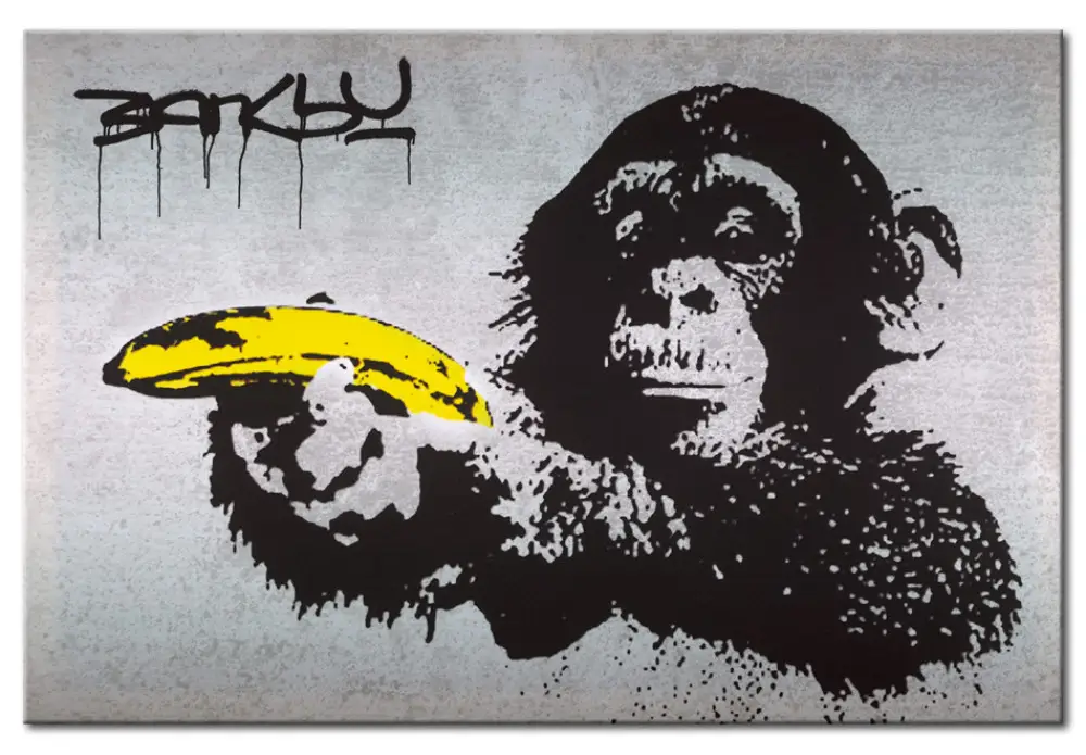 Canvashop Quadro Banksy Dj Monkey Cm 100X50 Stampe Su Tela Canvas Da Parete Quadri Moderni Soggiorno Arredo Casa Bansky Scimmia Street Art : Banksy - Foto 9