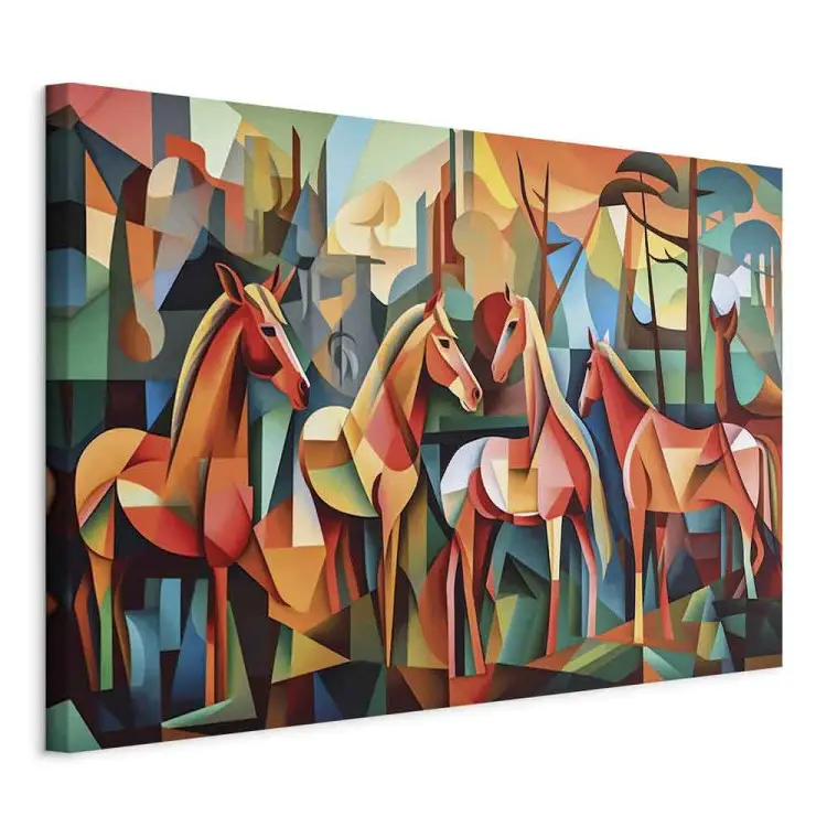 Quadro Cavalli cubisti - geometrico Picasso - Cavalli - bimago