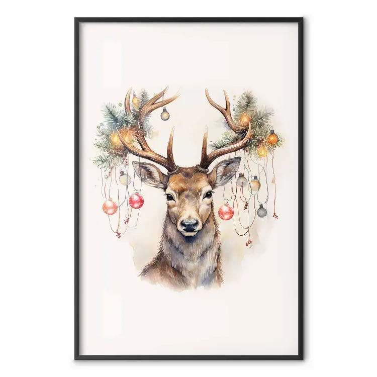 Adesivo Murale Natale Con Cervo – GRAZDesign 47x40 Cm, Autoadesivo, Decorazione Parete Soggiorno