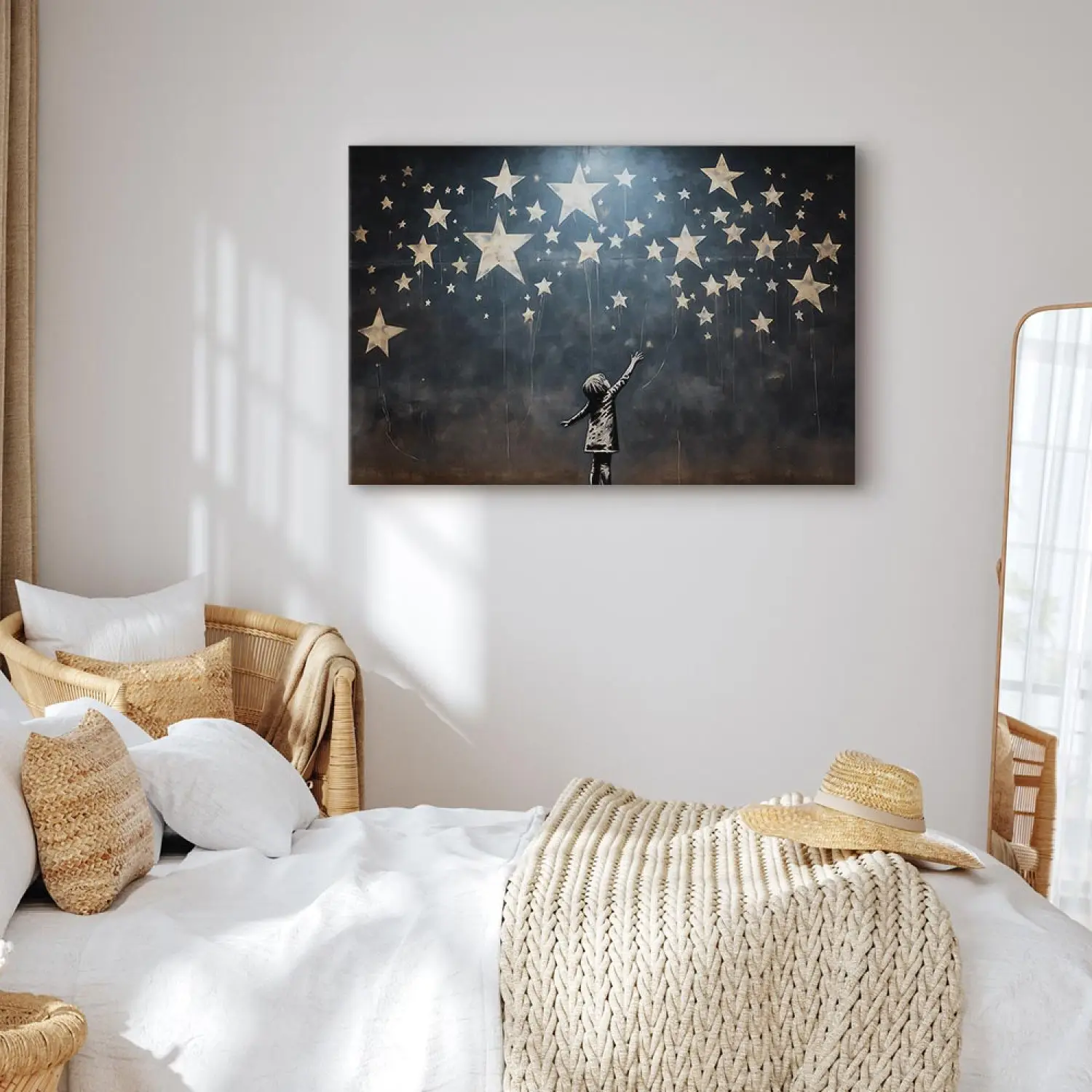 Runa Art Tabella Decorazione della parete Banksy pulizia - 60 x 40 cm XXL Stampa su Tela Salotto Appartamento - pronta per essere appesa - 301715c