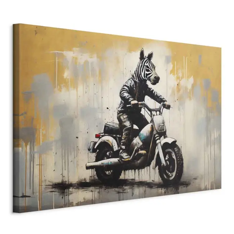 Zebra in moto - graffiti ispirati allo stile di Banksy