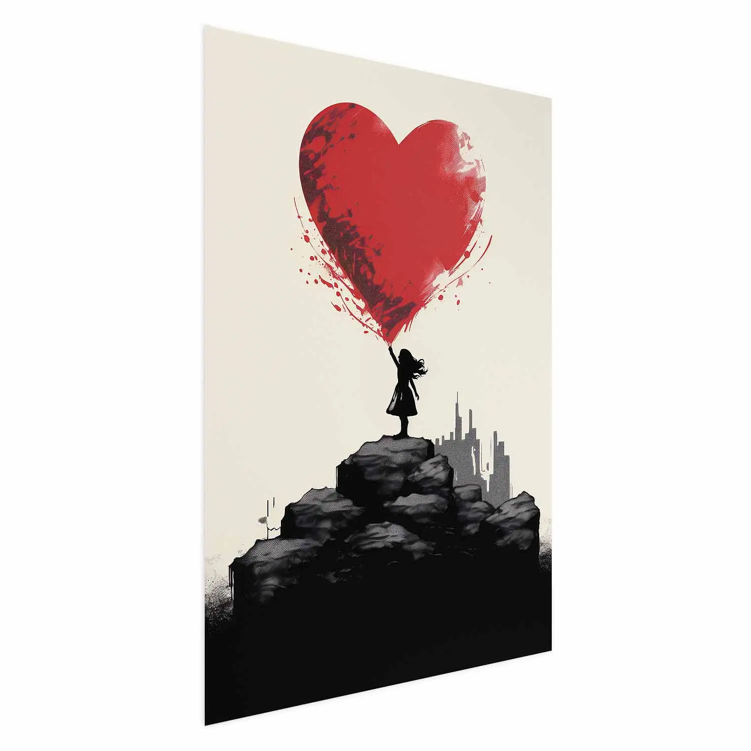 Adesivo Murales Banksy Love Is In The Air – Opera Iconica – Colori Nero E Rosso Fragola – 40x55 Cm - 3