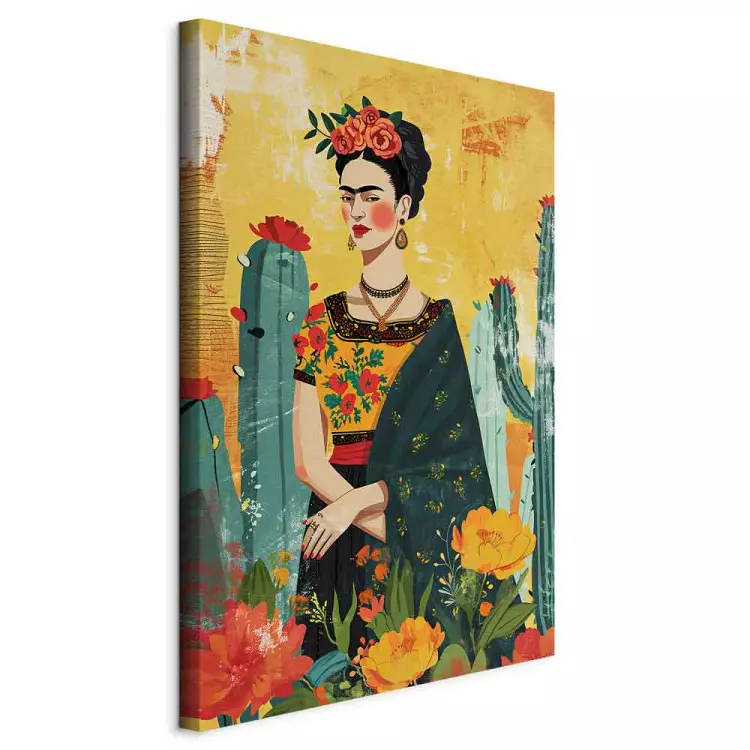 Frida Kahlo - rappresentazione artistica dell'artista con cactus