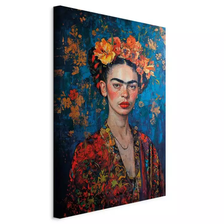 Ritratto di Frida - composizione in stile Klimt su sfondo blu scuro