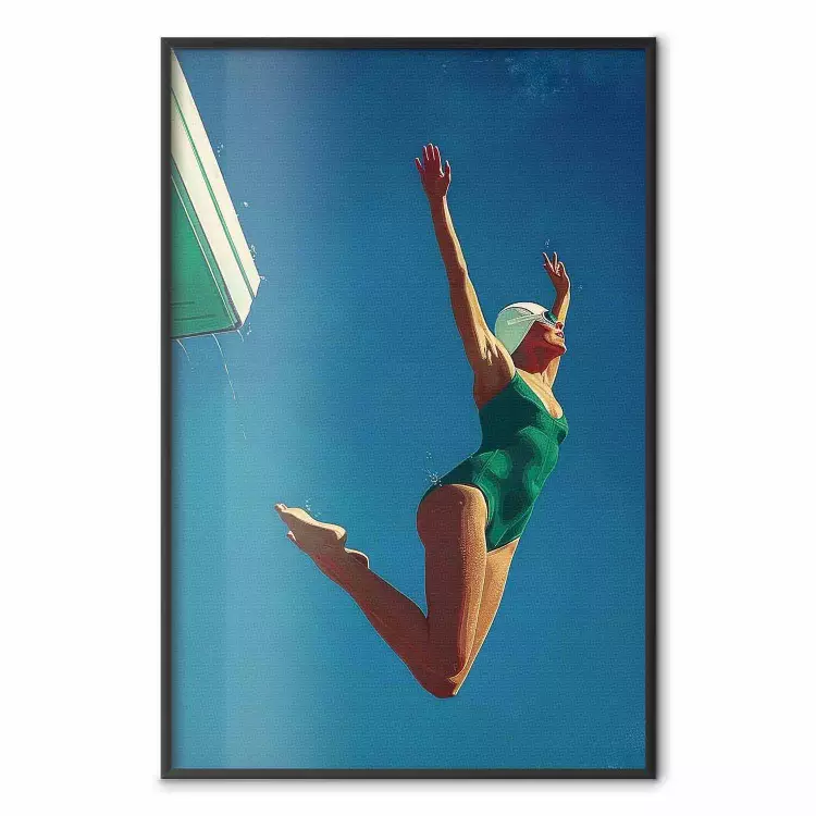 Euforia del cielo - una donna in costume da bagno verde nell'aria