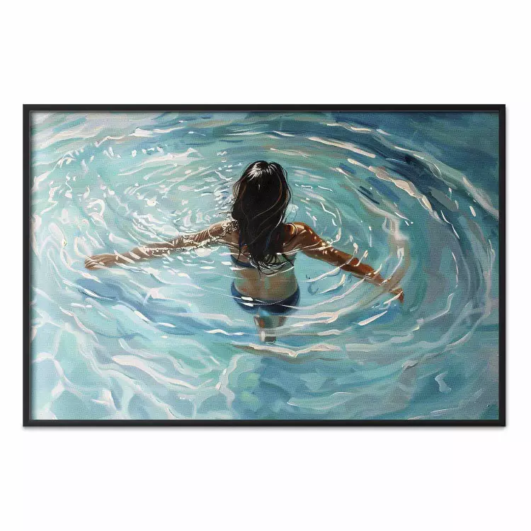 Immersione nella calma - donna in piscina con cerchi d'acqua