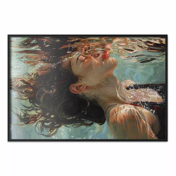 Tranquillità subacquea - donna che galleggia sotto la superficie