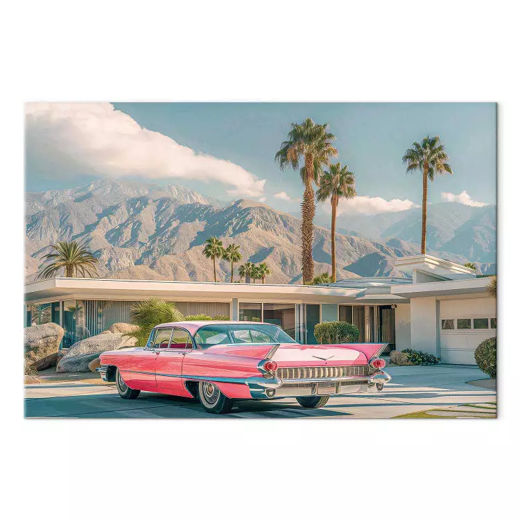 Cadillac retrò - auto d'epoca sullo sfondo di montagne e palme