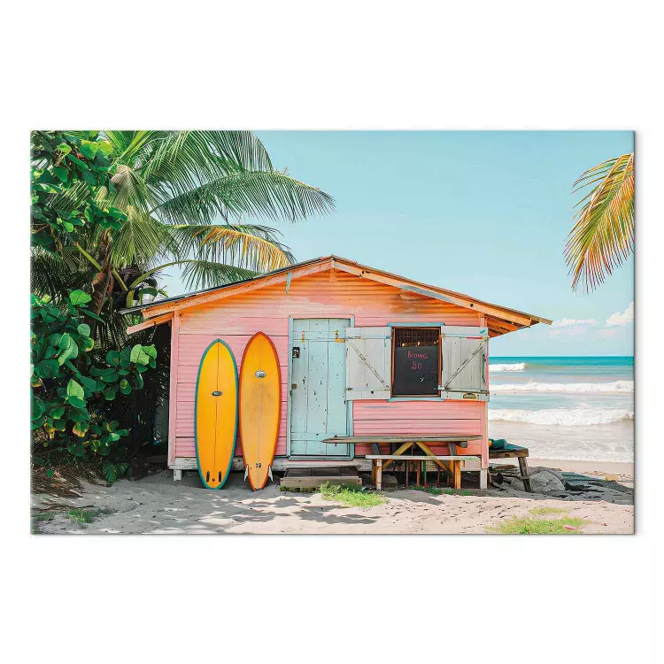 Capanna da surf - casa di tavole colorate su una spiaggia tropicale