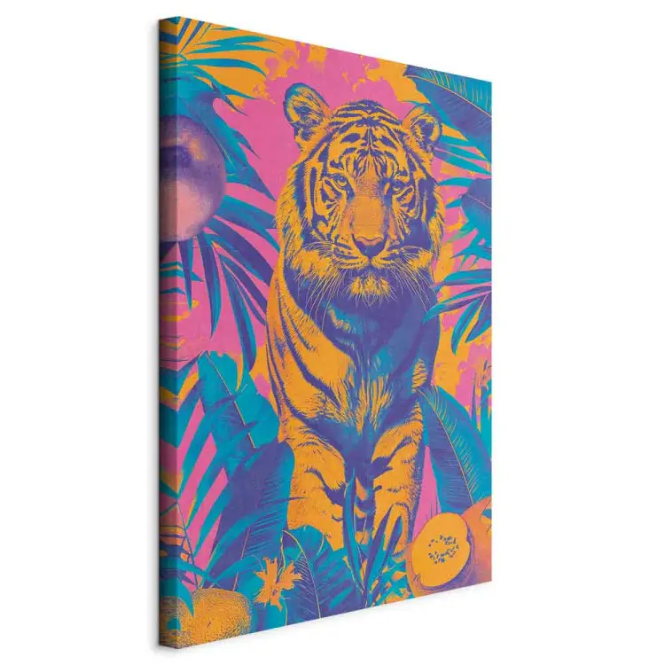 Tigre tropicale - animale selvatico tra piante e frutti esotici