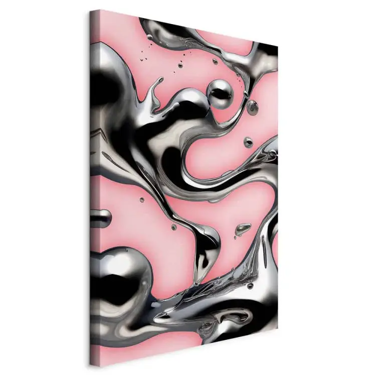 Metallo liquido - forme astratte d'argento su sfondo rosa