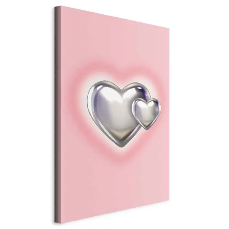 Cuori metallici - figure d'argento su un sottile sfondo rosa