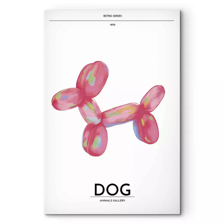 Balloon dog - animale multicolore su sfondo chiaro scritte retrò