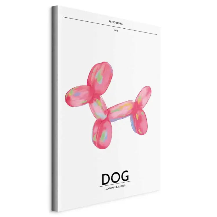 Balloon dog - animale multicolore su sfondo chiaro scritte retrò