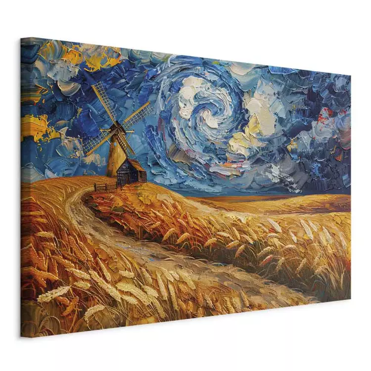 Mulino e cielo - paesaggio ispirato a Van Gogh con cielo vorticoso